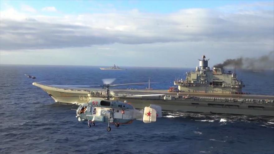 Portaviones ruso Admiral Kuznetsov avanza por el Mediterráneo