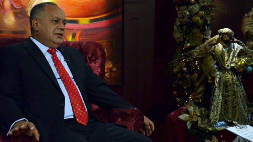 El vicepresidente del Partido Socialista Unido de Venezuela (PSUV) ,Diosdado Cabello. durante la entrevista con la cadena nacional venezolana, Televen, 6 de noviembre de 2016 