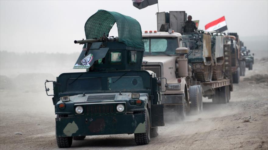 Integrantes de las fuerzas populares iraquíes (Al-Hashad Al-Shabi) durante la ofensiva de Mosul, 31 de octubre de 2016.