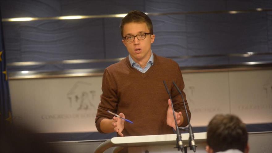 El secretario de Política de Podemos, Íñigo Errejón, en el Congreso de los Diputados, en Madrid, la capital española.