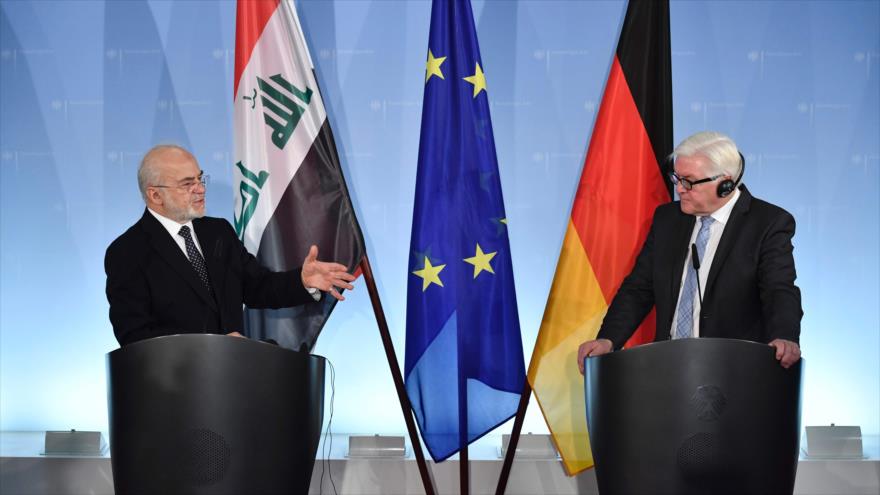 El canciller iraquí, Ibrahim al-Yafari (izqa.), y su par alemán, Frank-Walter Steinmeier, 21 de noviembre de 2016.
