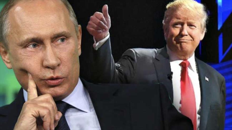 El presidente electo de EE.UU., Donald Trump (dcha.) y el mandatario ruso, Vladimir Putin.