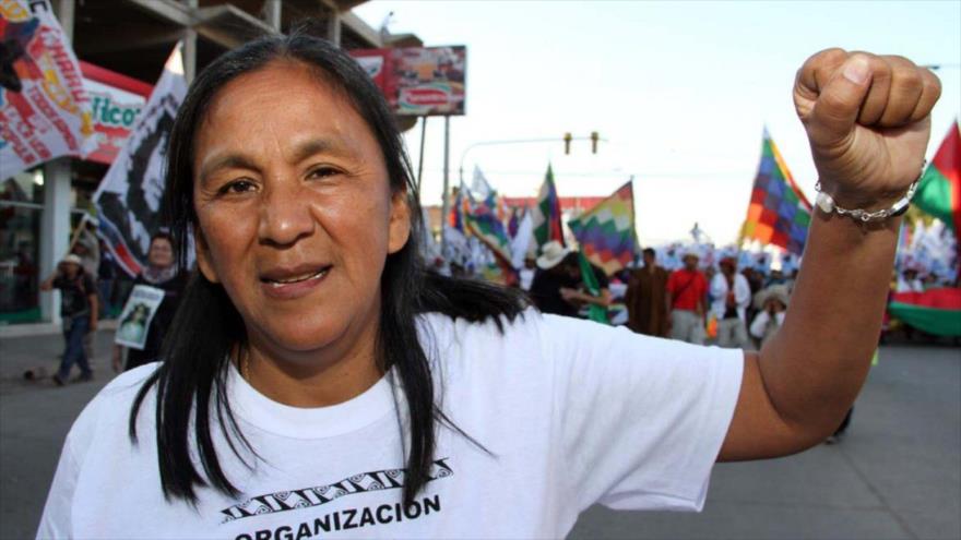 La dirigente del movimiento social argentino Túpac Amaru, Milagro Sala, durante una protesta social.