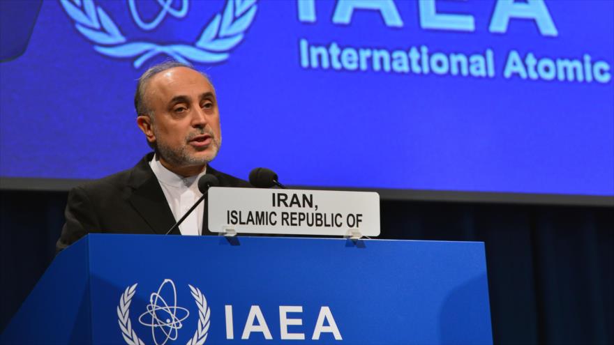 El jefe de la Organización de Energía Atómica de Irán, Ali Akbar Salehi, ofrece un discurso en la Agencia Internacional de la Energía Atómica (AIEA), 16 de septiembre de 2013.