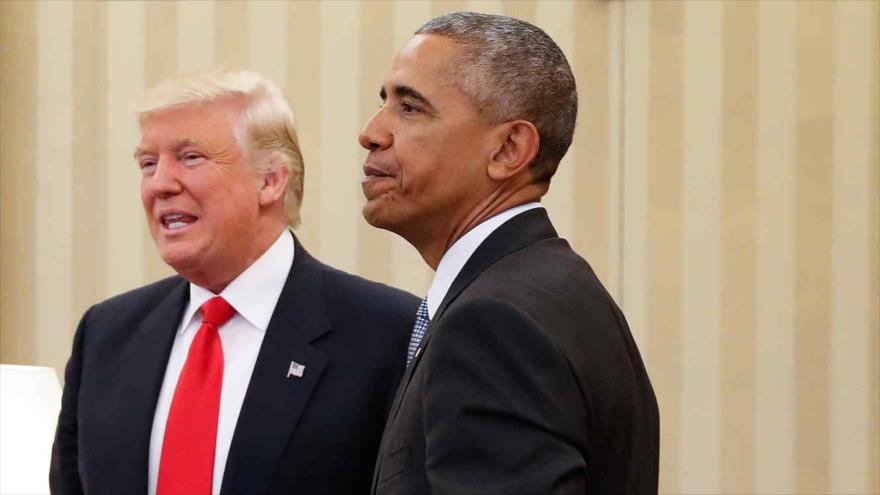 El presidente de EE.UU., Barack Obama, recibe al presidente electo, Donald Trump, en la Casa Blanca, 10 de noviembre de 2016.