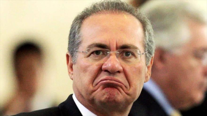 El presidente del Senado de Brasil, Renan Calheiros durante una sesión parlamentaria del organismo que preside, 8 de diciembre de 2016.