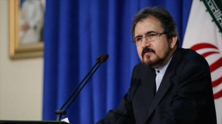 El portavoz de la Cancillería iraní, Bahram Qasemi, durante una rueda de prensa en Teherán (capital de Irán).