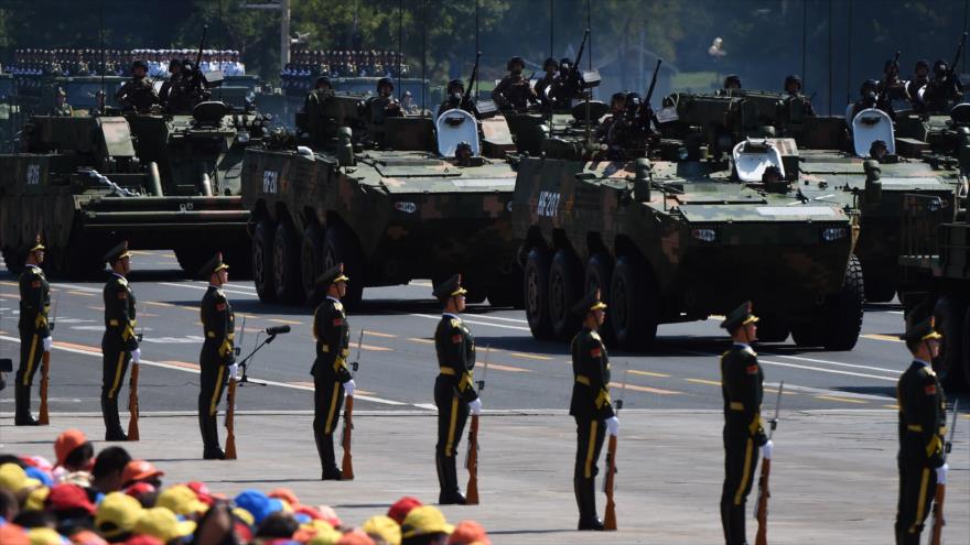 Tropas del Ejército chino durante un gran desfile militar.
