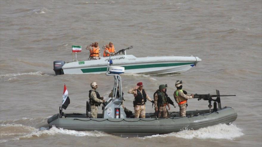 Fuerzas navales de Irán e Irak durante un ejercicio conjunto en la boca del Golfo Pérsico, 19 de diciembre de 2016. 