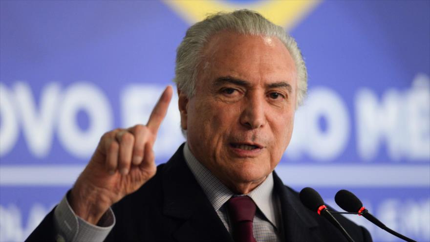 El presidente de Brasil, Michel Temer, ofrece un discurso en una ceremonia oficial en Brasilia, la capital, 20 de diciembre de 2016.
