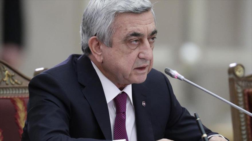 El presidente de Armenia, Serzh Sargsyan, en una reunión de la CEEA (Unión Económica Euroasiática, por sus siglas en inglés) en la ciudad rusa de San Petersburgo, 26 de diciembre de 2016.