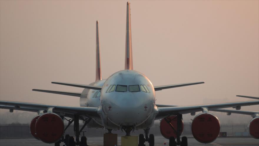 Aviones de la multinacional Airbus estacionados en la planta de la empresa en la ciudad de Tianjin, en el este de China.