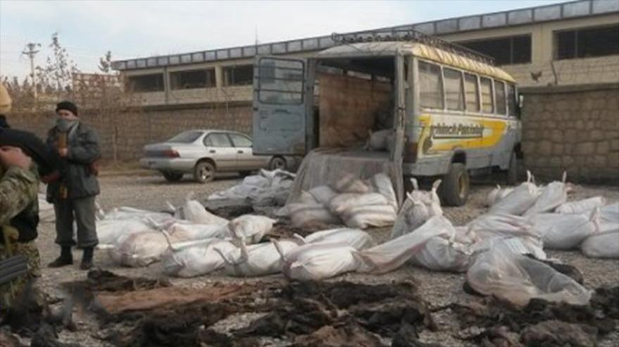 Cargamento confiscado que contenía pieles de burro en la provincia de Kunduz, en el norte de Afganistán.