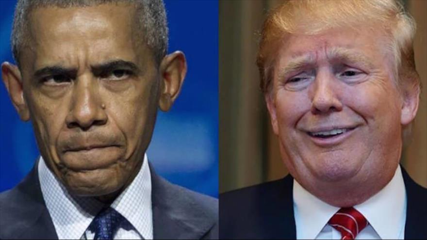 El presidente saliente de EE.UU., Barack Obama (izda.) y su sucesor, el republicano, Donald Trump.