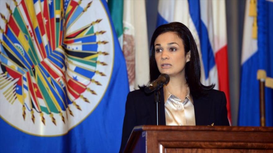La Vicepresidenta de Panamá, Isabel de Saint Malo de Alvarado, durante una reunión de la Organización de Estados Americanos (OEA), 7 de mayo de 2016.