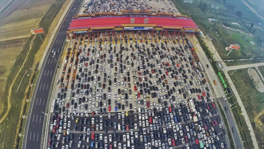 Así se ve desde el aire un atasco kilométrico en China