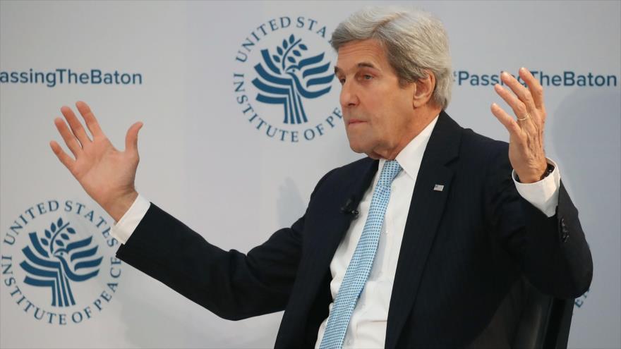 El secretario de Estado de EE.UU, John Kerry, durante una conferencia en el Instituto de la Paz de EE.UU. (USIP, por sus siglas en inglés), en Washington, la capital.