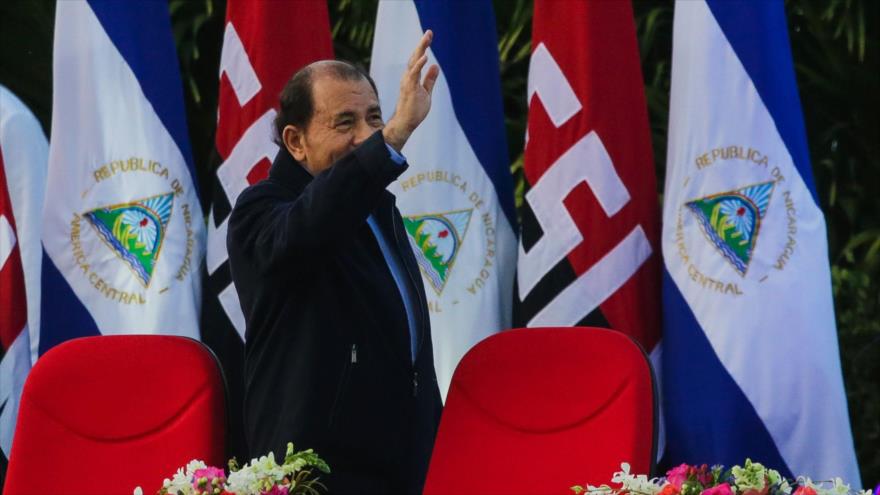 El presidente de Nicaragua, Daniel Ortega, en la toma de posesión en la Plaza de la Revolución en Managua, 10 de enero de 2017.