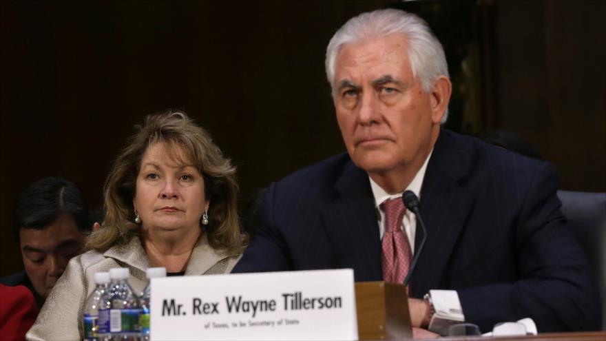 Rex Tillerson, nominado por el presidente electo de Estados Unidos, Donald Trump, para ocupar el puesto de secretario de Estado en la audiencia de confirmación en el Senado, 11 de enero de 2017.