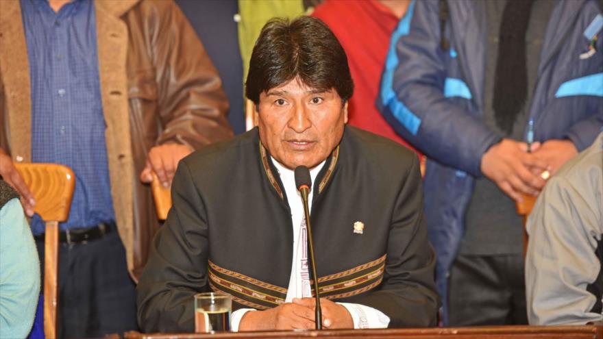El presidente de Bolivia, Evo Morales, en conferencia de prensa, La Paz, 12 de enero de 2017.