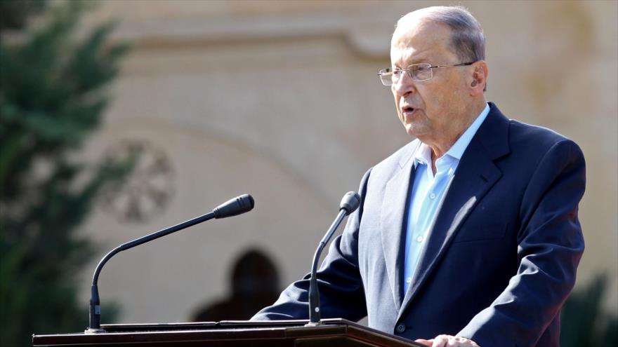 El presidente libanés, Michel Aoun, pronuncia un discurso en el palacio presidencial de Baabda, 6 de noviembre de 2016. 