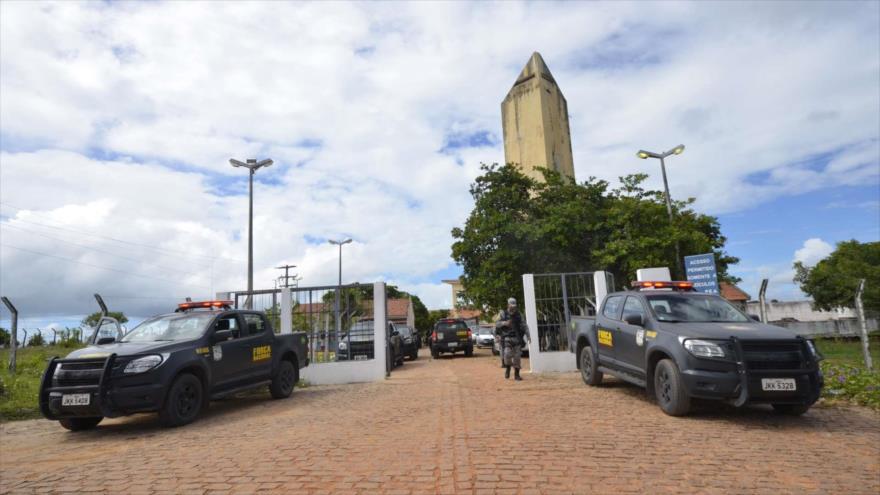 Fachada del centro penitenciario de Alcaçuz, estado de Natal (noroeste), Brasil.