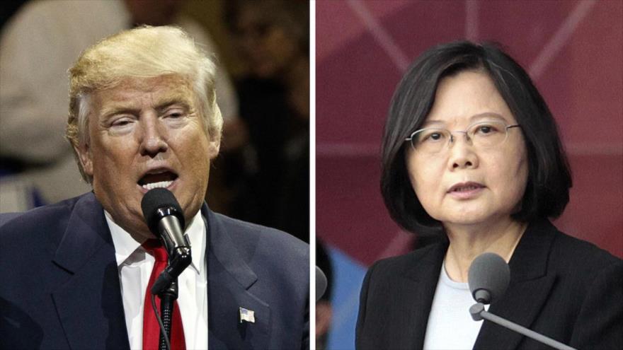El presidente electo de EE.UU., Donald Trump, y la presidenta de Taiwán, Tsai Ing-wen.