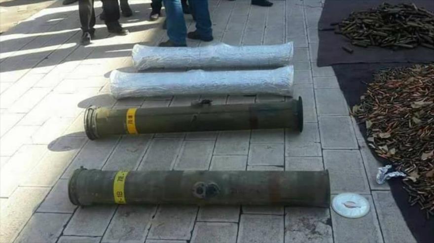 Lanzadores de misiles antitanque guiados modelo TOW, de fabricación de EE.UU., incautados por las fuerzas sirias en la provincia de Damasco, 22 de enero de 2017.