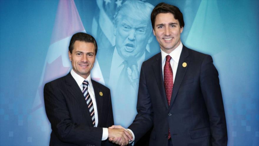 El presidente de México, Enrique Peña Nieto (izda.), y el primer ministro canadiense, Justin Trudeau, insisten en la importancia de la integración económica con EE.UU.