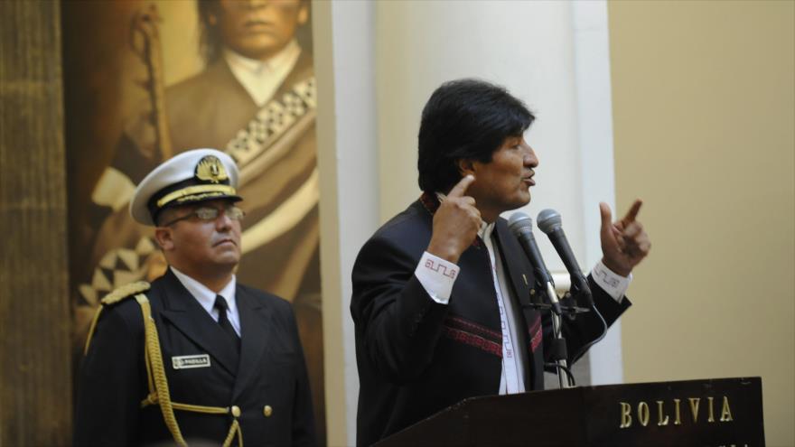 El presidente de Bolivia, Evo Morales, habla durante un evento en el Palacio Quemado, sede presidencial, 23 de enero de 2017.