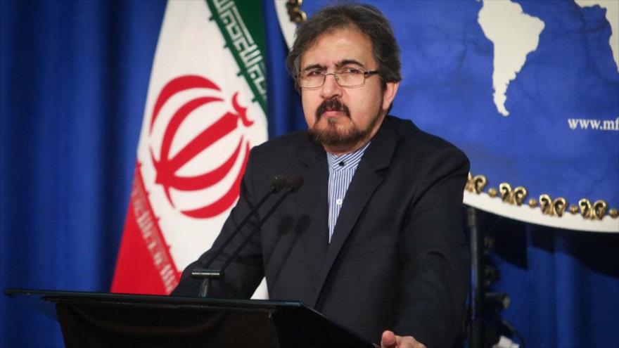 El portavoz de la Cancillería iraní, Bahram Qasemi, durante una rueda de prensa en Teherán, la capital de Irán, 23 de enero de 2017.
