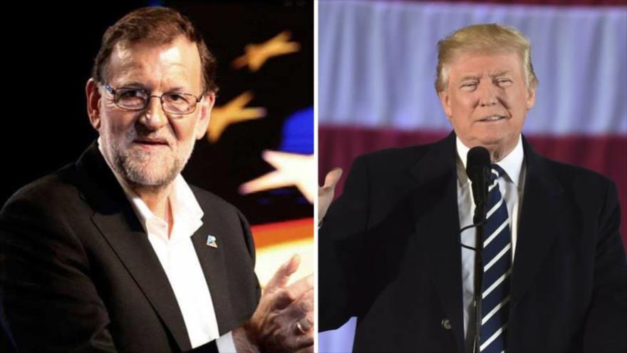 El presidente del Gobierno español, Mariano Rajoy (izda.), y su par estadounidense, Donald Trump.
