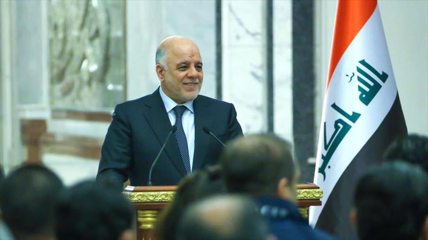 El primer ministro iraquí, Haidar al-Abadi, ofrece un discurso en una reunión oficial en Bagdad, capital, 31 de enero de 2017.