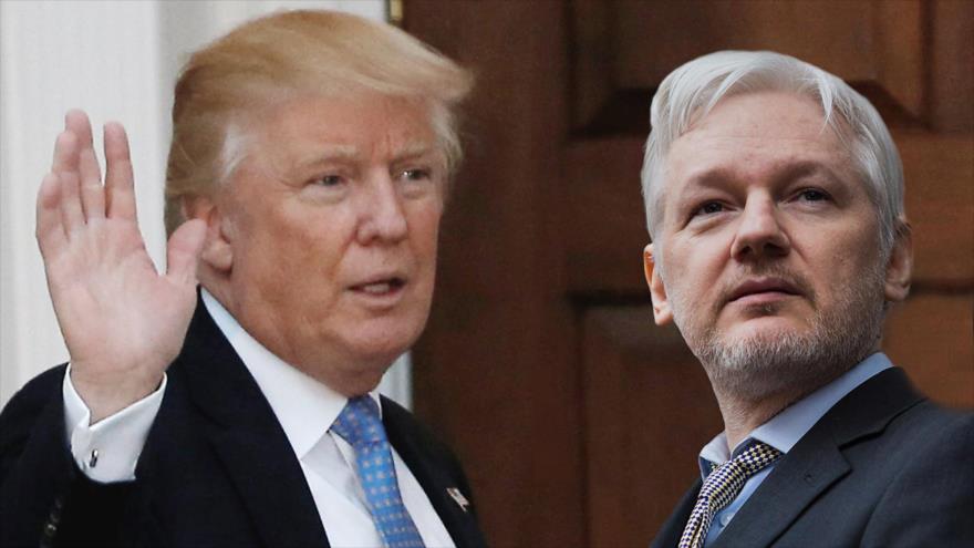 El presidente de EE.UU., Donald Trump (izda.) y el fundador de Wikileaks, Julian Assange.