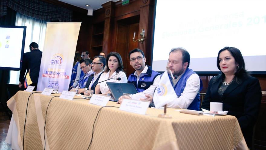 El Consejo Nacional Electoral (CNE) de Ecuador anuncia nuevo boletín sobre los resultados de las elecciones presidenciales, 20 de febrero de 2017.