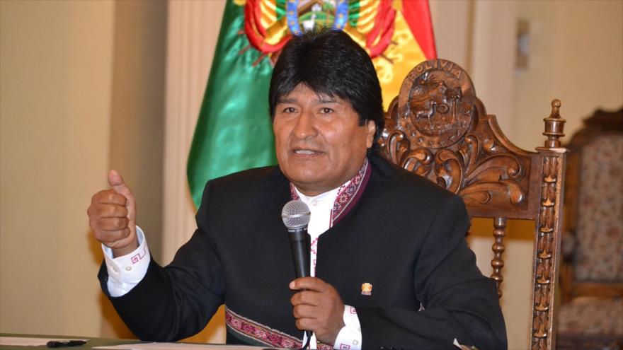 El presidente de Bolivia, Evo Morales, durante una conferencia de prensa en el palacio de Gobierno, 22 de febrero de 2017.