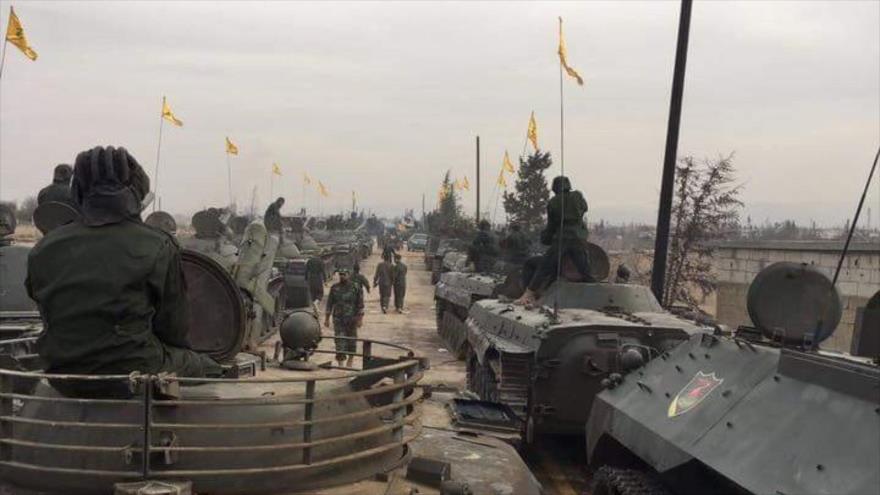 Las fuerzas de Hezbolá realizan una maniobra militar en la ciudad siria de Al-Qusair, noviembre de 2016.