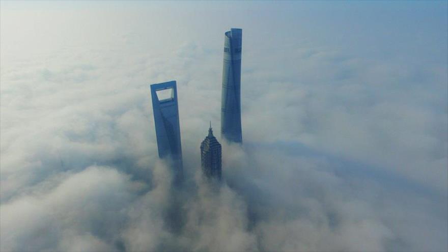 Los rascacielos de Shanghái vistos desde arriba.