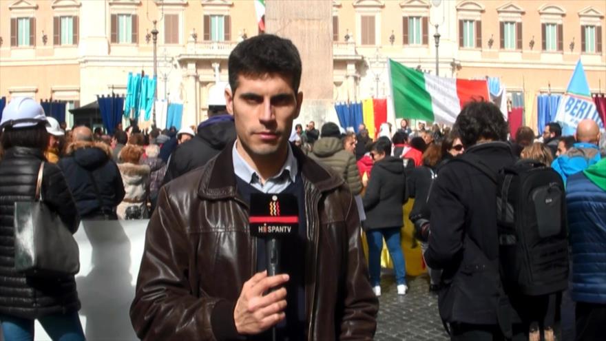 Pueblos afectados por terremotos se manifiestan en Italia