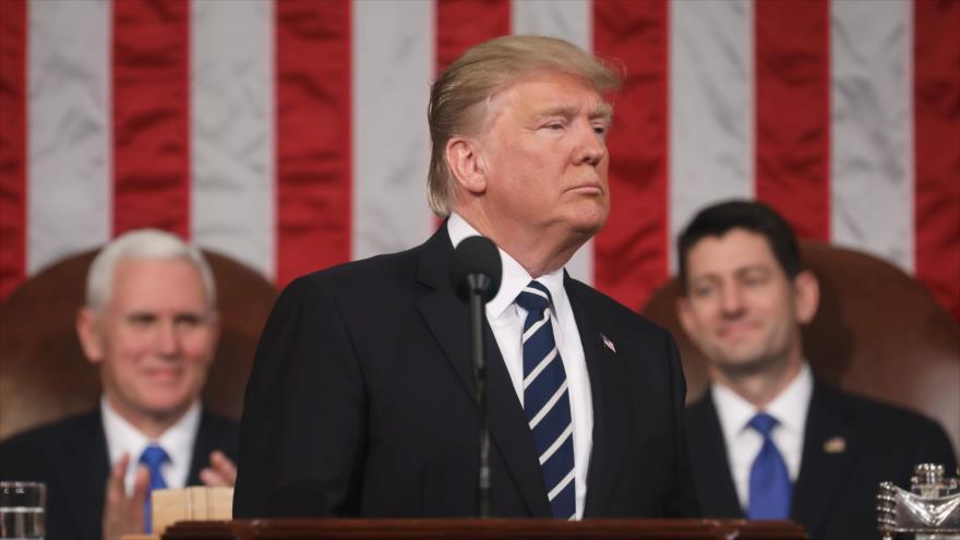 El presidente de EE.UU., Donald Trump, durante su primer discurso ante el Congreso estadounidense, 28 de febrero de 2017.