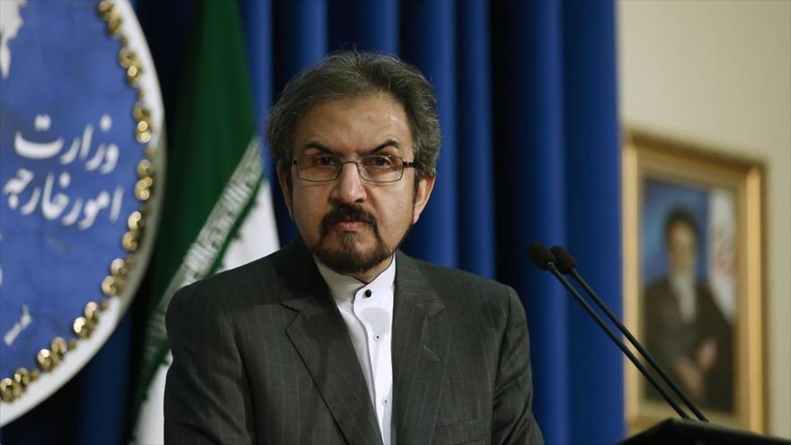 El portavoz de la Cancillería iraní, Bahram Qasemi, en una rueda de prensa en Teherán, capital iraní, 6 de marzo de 2017.