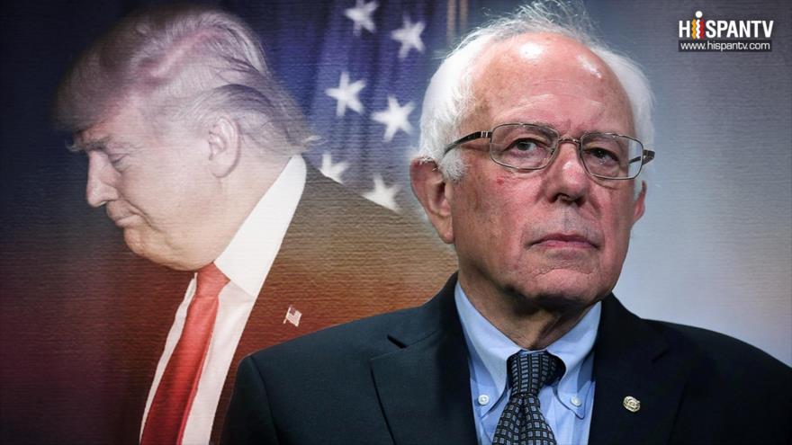 El senador estadounidense Bernie Sanders (dcha.) acusa al presidente Donald Trump de ser un mentiroso patológico.