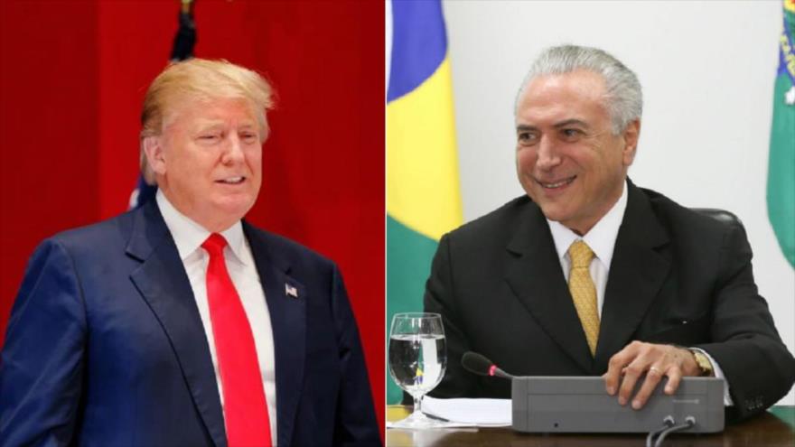 El presidente de Estados Unidos, Donald Trump (izda.), y el de Brasil, Michel Temer.