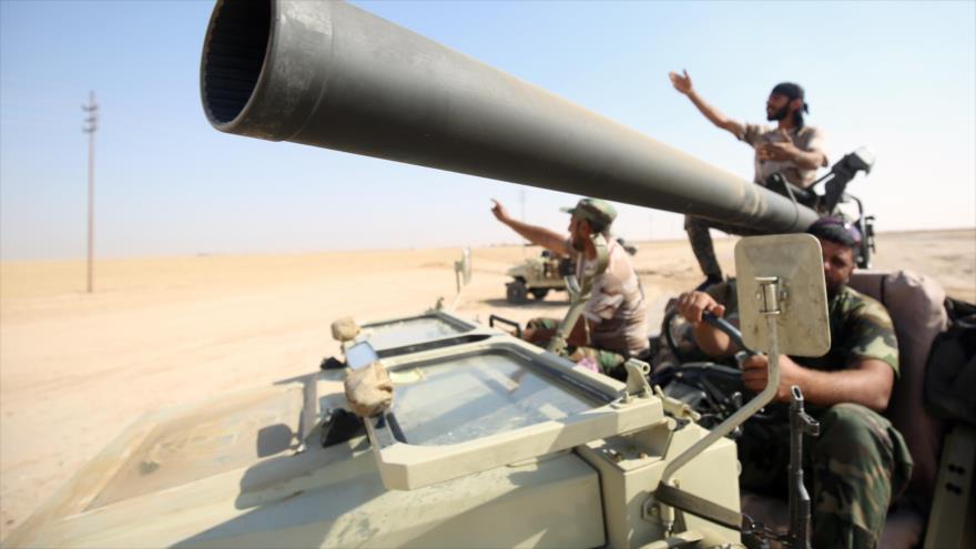 Las Unidades de Movilización Popular (Al-Hashad Al-Shabi, en árabe) en el sur de la ciudad de Mosul, norte de Irak, 22 de octubre de 2016.