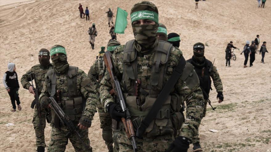 Combatientes de las Brigadas de Ezzedin al-Qassam, brazo armado del Movimiento de Resistencia Islámica Palestina (HAMAS), en la ciudad de Rafah, en el sur de la Franja de Gaza, 31 de enero de 2017.