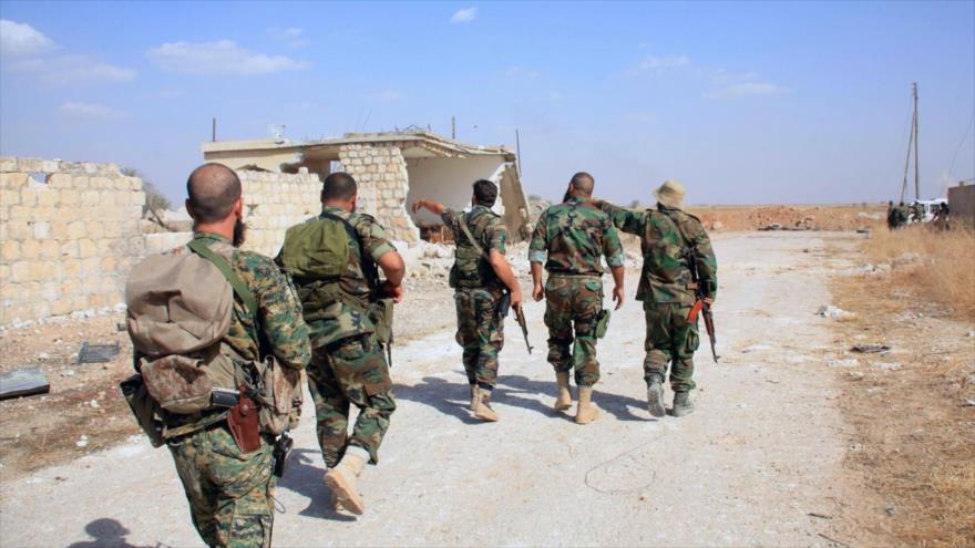Efectivos del Ejército sirio en Alepo, noroeste de Siria.