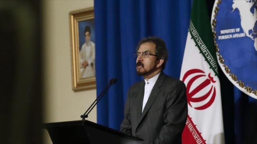 El portavoz del Ministerio de Asuntos Exteriores de Irán, Bahram Qasemi, durante una rueda de prensa, en Teherán (capital iraní).