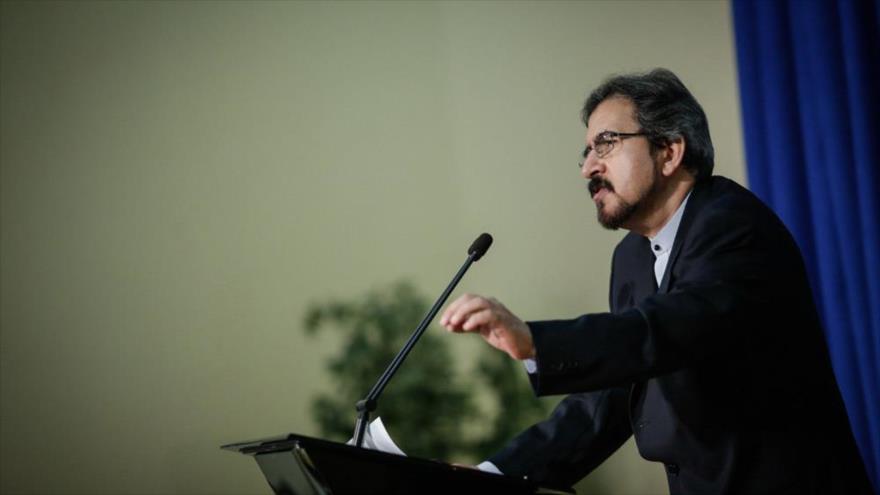 El portavoz de la Cancillería iraní, Bahram Qasemi, durante una rueda de prensa en Teherán, la capital.