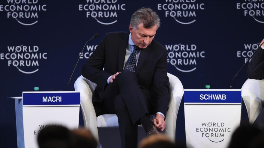 El presidente de Argentina, Mauricio Macri, asiste al Foro Económico Mundial, en Buenos Aires, capital argentina, 6 de abril de 2017.