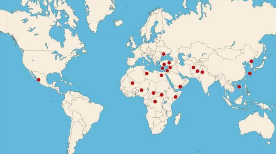 El mapa que muestra el lugar de los 22 enfrentamientos militares más grandes que ocurrirían en el mundo.